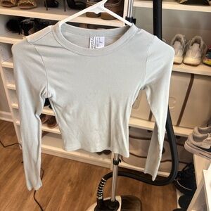 H&M Light Gray Ribbed Long Sleeve Top